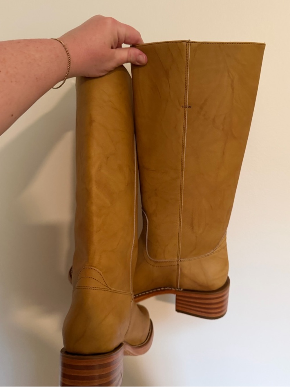 FRYE X Free People Campus 14L Boots, Leather, Yellow, Size 6 - Picture 9 of 10